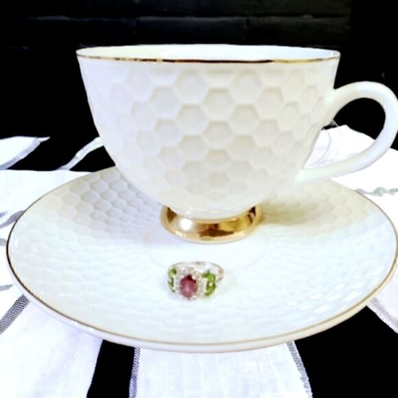 STERLING SILVER RING RASPBERRY Rhodolite Chrome Diopside & Zircon Rhodium SZ 6 - Picture 5 of 11